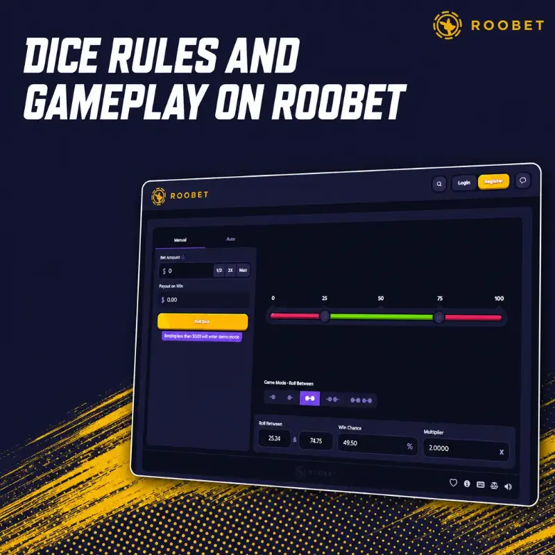 Dice Rules and Gameplay on Roobet, illustration