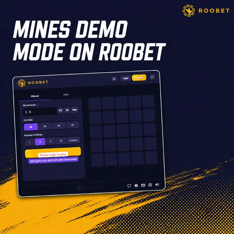 Mines Demo Mode on Roobet, illustration