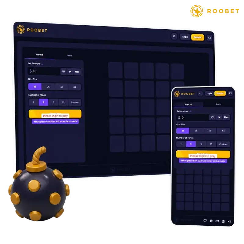 Mines on Roobet, illustration