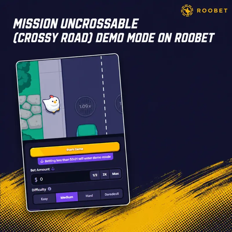 Mission Uncrossable Demo Mode on Roobet, illustration