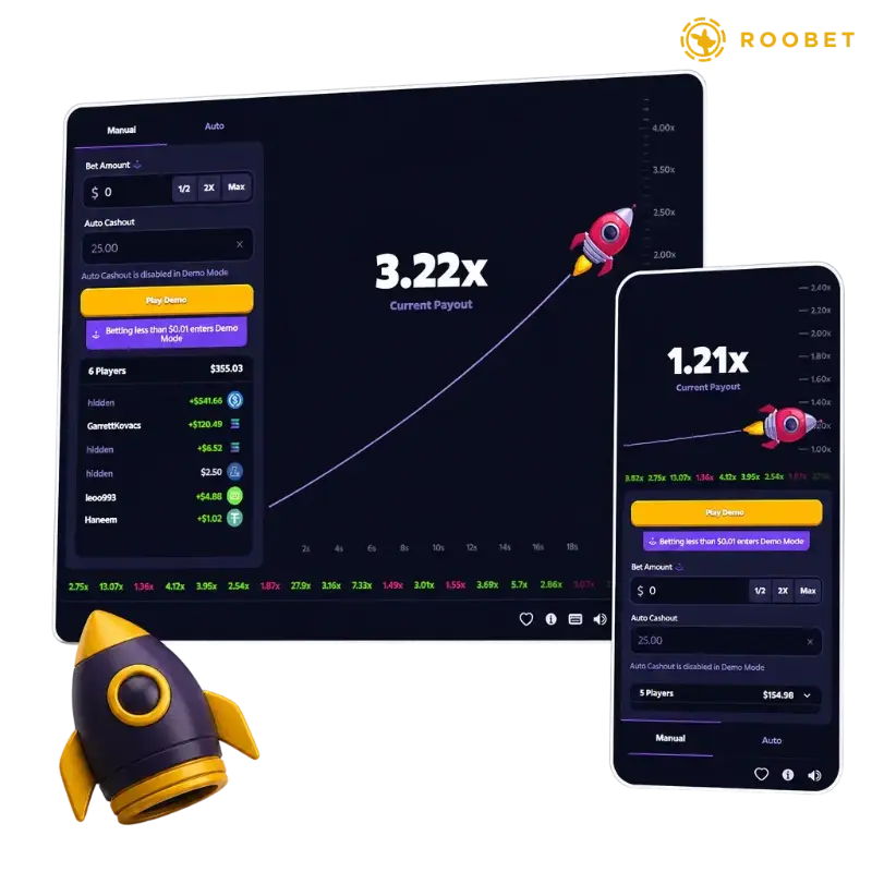 Roobet Crash on Roobet, illustration