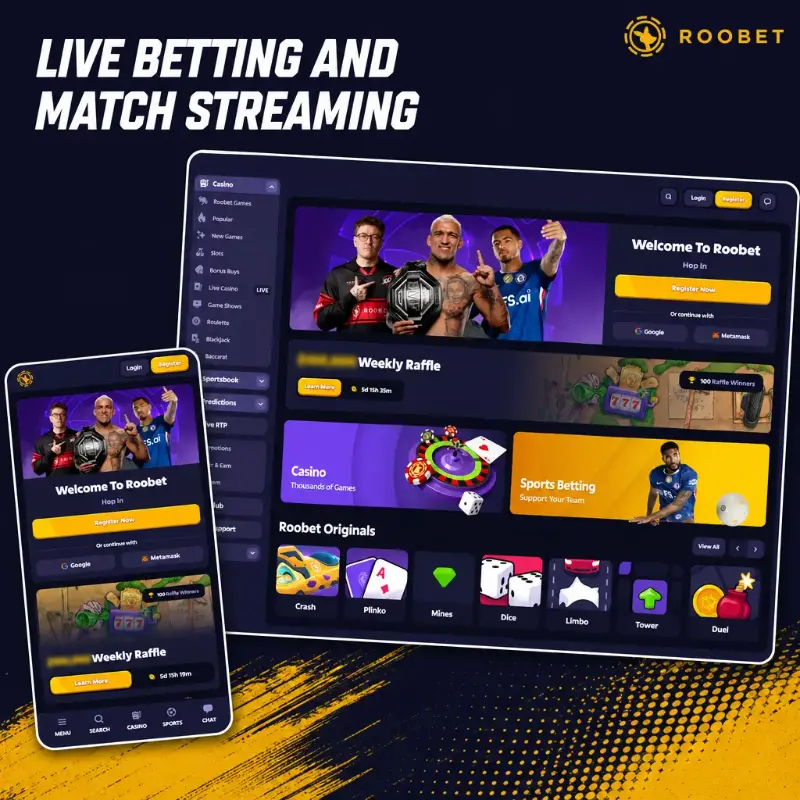 Live Betting and Match Streaming on Roobet, illustration