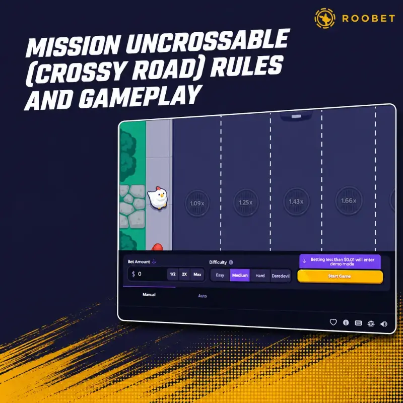 Mission Uncrossable Rules and Gameplay on Roobet, illustration