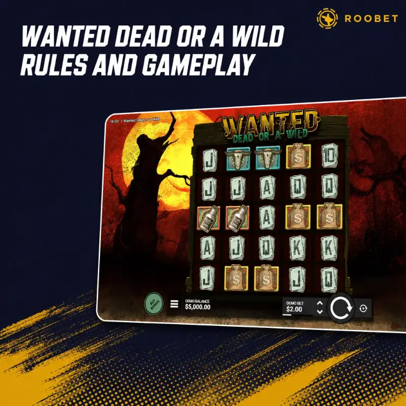 Wanted Dead or a Wild Rules and Gameplay on Roobet, illustration