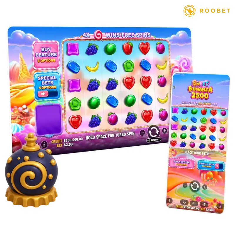 Sweet Bonanza 2500 on Roobet, illustration