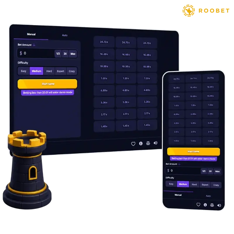Towers on Roobet, illustration