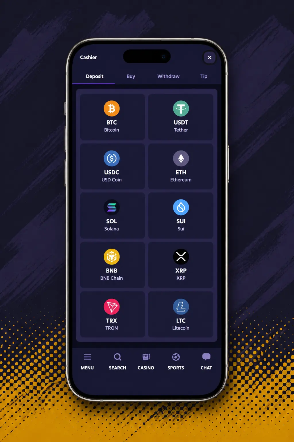 Step-by-step guide showing Roobet Plinko login, deposit options, game search, and bet setup on mobile screen