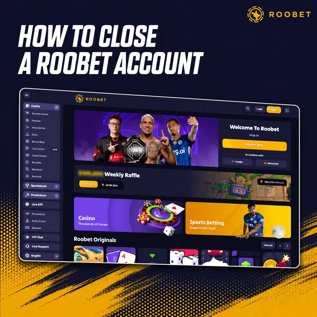 Step-by-step guide on how to close a Roobet account, including withdrawing balance and contacting support