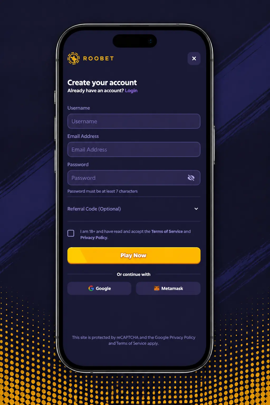 Step-by-step guide to playing Mission Uncrossable (Crossy Road) on Roobet, showing registration, deposit, and betting instructions.