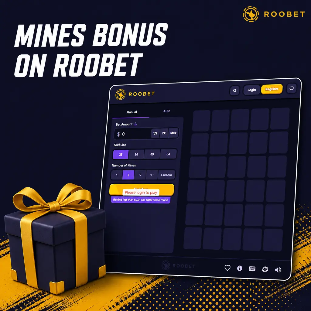 Roobet Mines bonus screen showing Rakeback rewards, VIP tier scaling, and Weekly Boost reload offer details