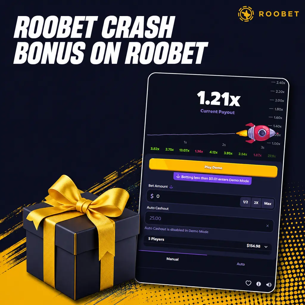 Roobet Crash bonus: earn up to 15% rakeback on Roobet with no wagering requirements, auto-activated after verification.