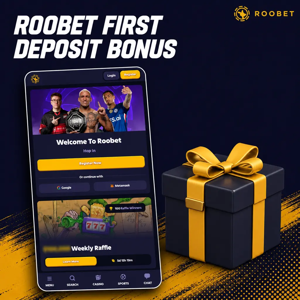 Roobet first deposit bonus: 100% match up to 20,000 INR on casino balance, activated in cashier before deposit confirmation.
