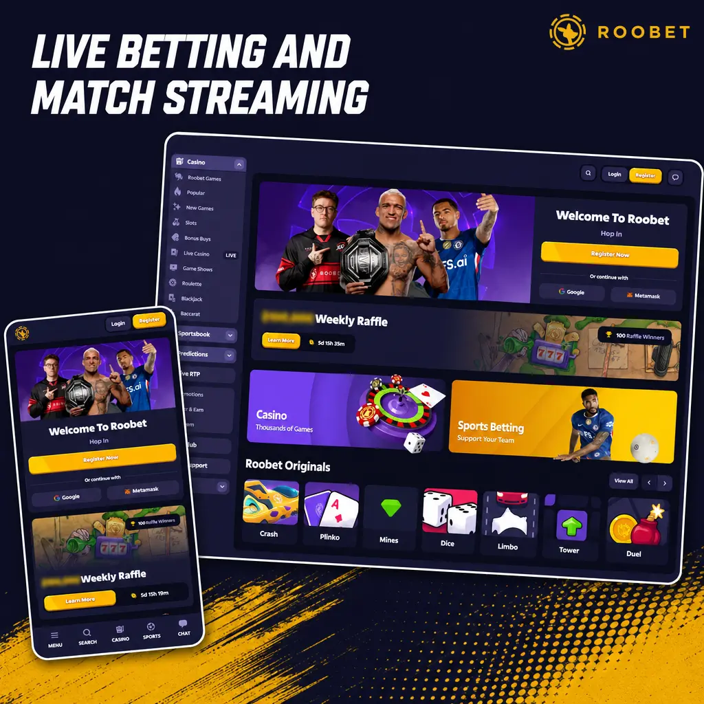 Live betting interface showing real-time odds, match tracker, and streaming options for cricket and football fixtures.
