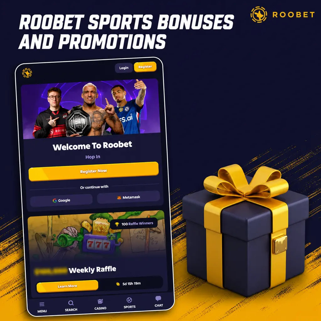 Roobet sports bonuses: welcome deposit match, acca boost, weekly reload, and refer-a-friend rewards with wagering terms