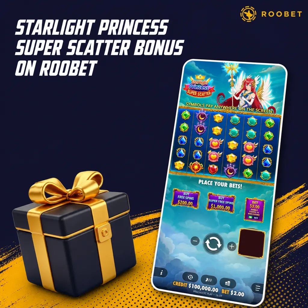 Starlight Princess Super Scatter slot wagers on Roobet earning rakeback and leaderboard race rewards