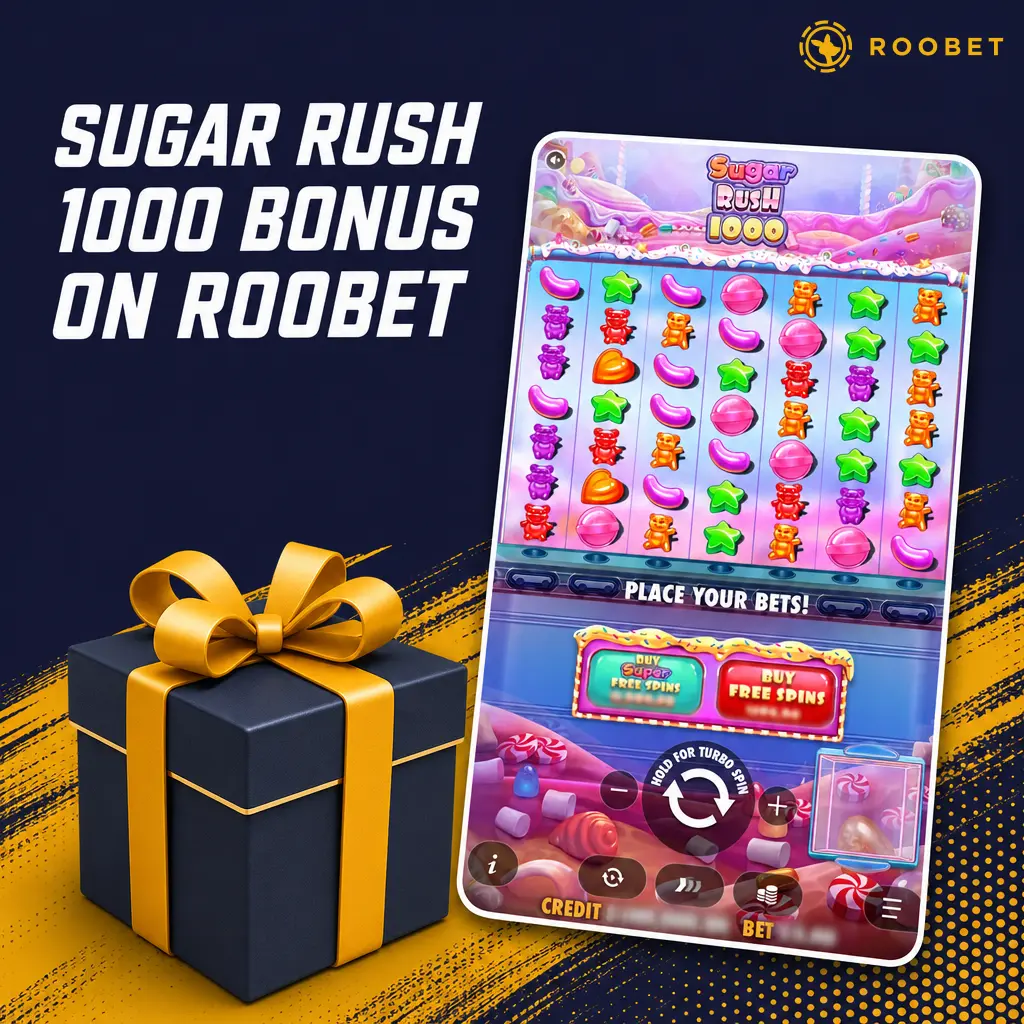Sugar Rush 1000 bonus on Roobet: earn 4%-15% rakeback via Rewards program on all wagers, no deposit required.